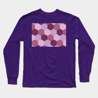 Pink and purple shades, hexagon geometric pattern Long Sleeve T-Shirt